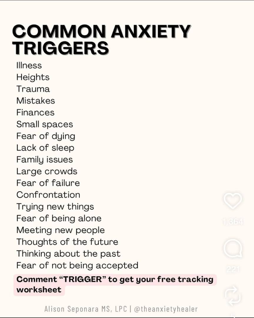 COMMON ANXIETY TRIGGERS